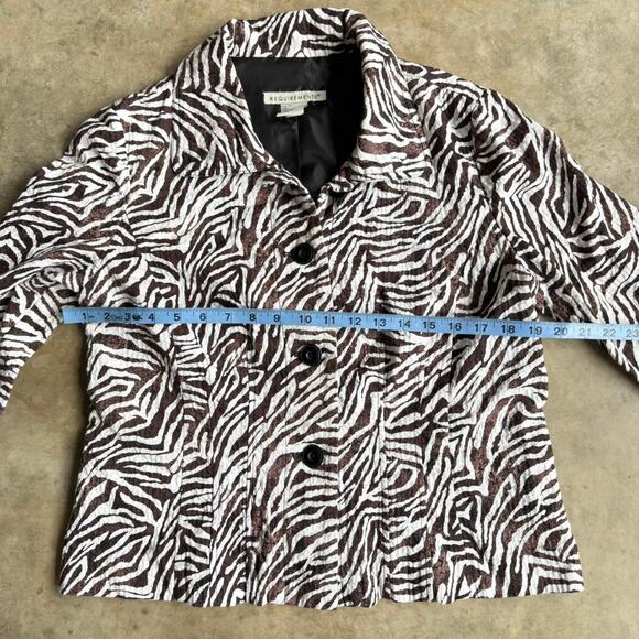 Vintage brown and white zebra print button-up blazer jacket - Picture 6 of 7